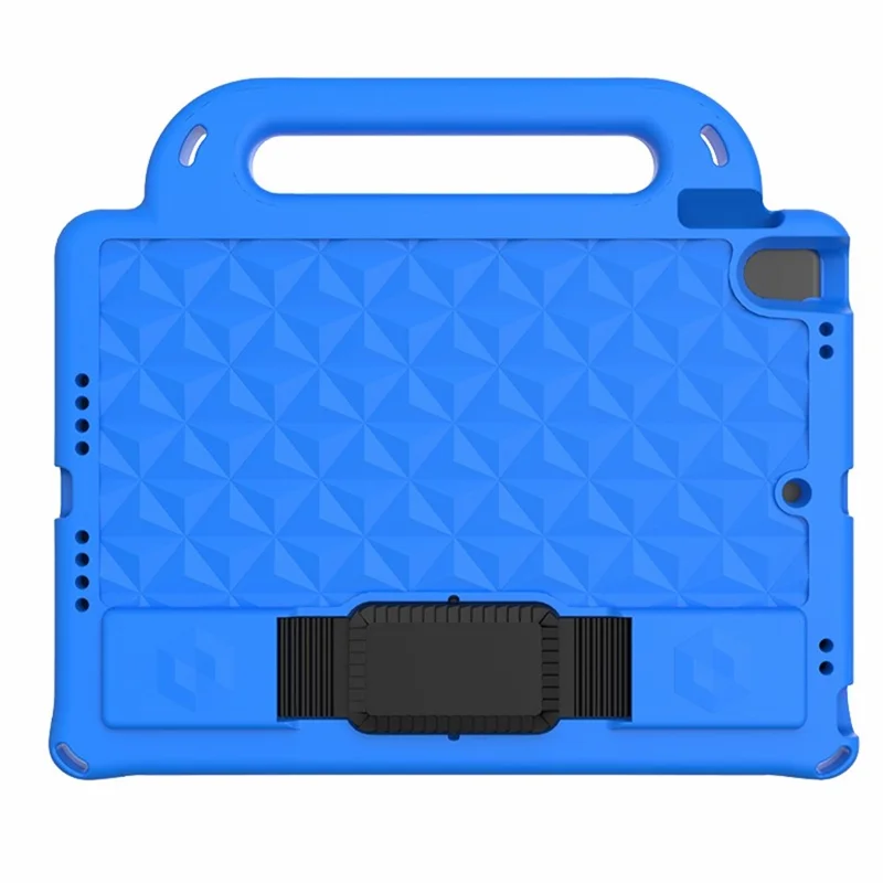 Rhombus Design Shockproof Anti Slip EVA Kids Friendly Protective Tablet Cover with Shoulder Strap for iPad 10.2 (2020)/ (2021) / (2019) - Blue