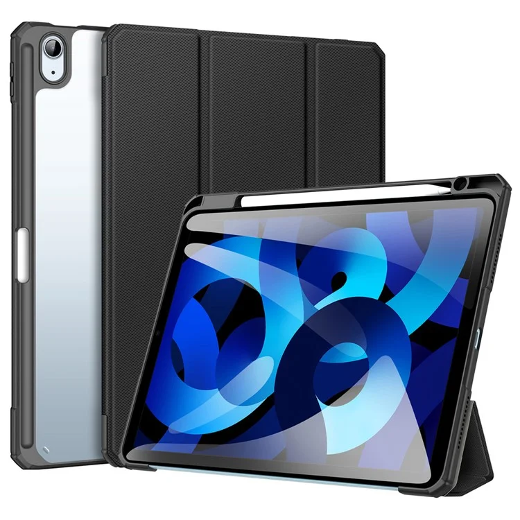 Dux Ducis Toby Series Smart Premium Leather Tri-tri-cover с Автоматическим Соном / Стоимость Легкого Веса Для Ipad Air (2022) (2020) 10,9 Дюйма/воздух 5 10.9 - Черный