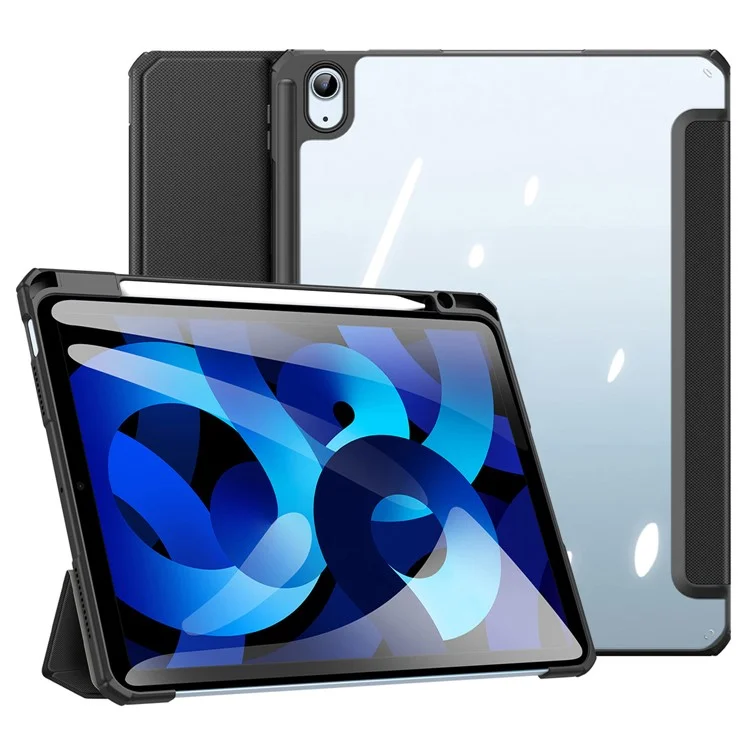 DUX DUCIS TOBY Series Leather Tri-Fold Cover Stand Case for iPad Air 11 (2025) / (2024) / Air (2020) / Air (2022) - Black