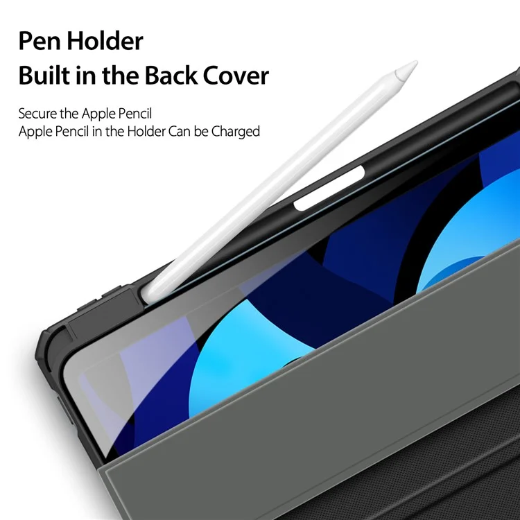 DUX DUCIS TOBY Series Leather Tri-Fold Cover Stand Case for iPad Air 11 (2025) / (2024) / Air (2020) / Air (2022) - Black
