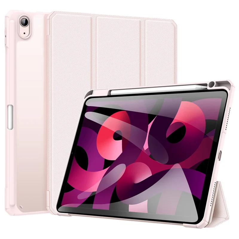 DUX DUCIS TOBY Series Leather Tri-Fold Cover Stand Case for iPad Air 11 (2026) / (2025) / (2024) / Air (2020) / Air (2022) - Light Pink