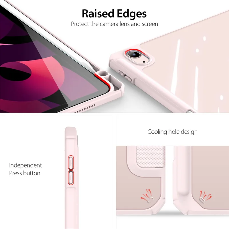 DUX DUCIS TOBY Series Leather Tri-Fold Cover Stand Case for iPad Air 11 (2026) / (2025) / (2024) / Air (2020) / Air (2022) - Light Pink