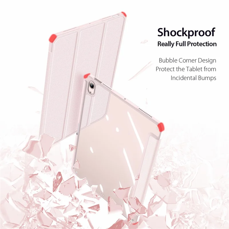 DUX DUCIS TOBY Series Leather Tri-Fold Cover Stand Case for iPad Air 11 (2026) / (2025) / (2024) / Air (2020) / Air (2022) - Light Pink