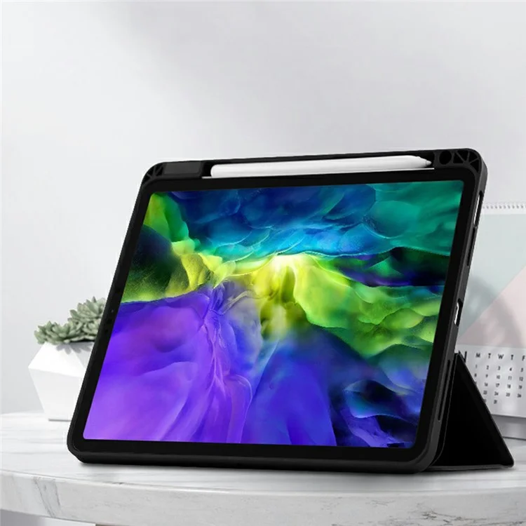 Auto-Absorbed Smart Auto Sleep / Wake Up Tablet Stand Case Cover with Pen Slot for iPad Pro 12.9 (2022 / 2021 / 2020 / 2018) - Black