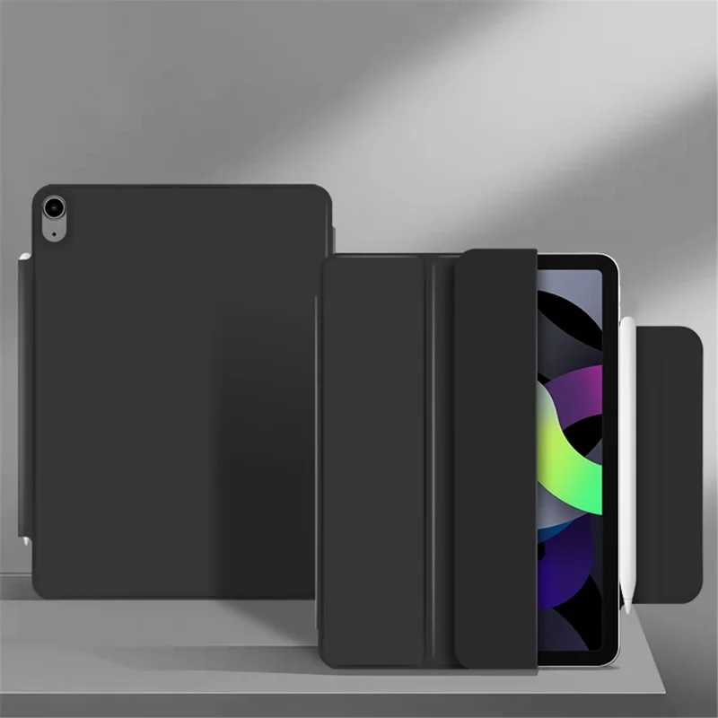 Thickened Strong Magnet Frameless Leather Tablet Cover for iPad Air (2020)/Air (2022) - Black