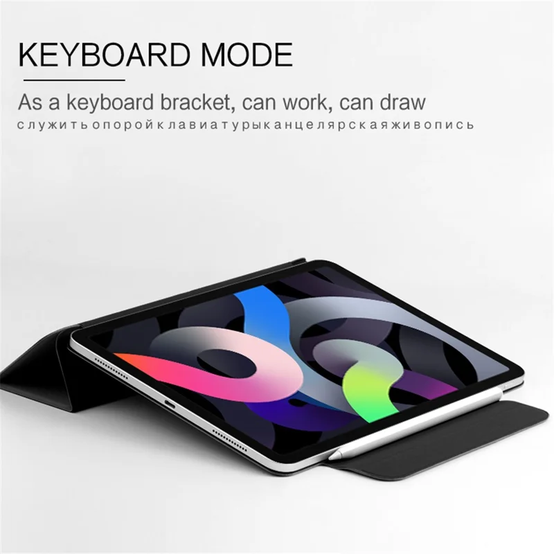 Thickened Strong Magnet Frameless Leather Tablet Cover for iPad Air (2020)/Air (2022) - Black