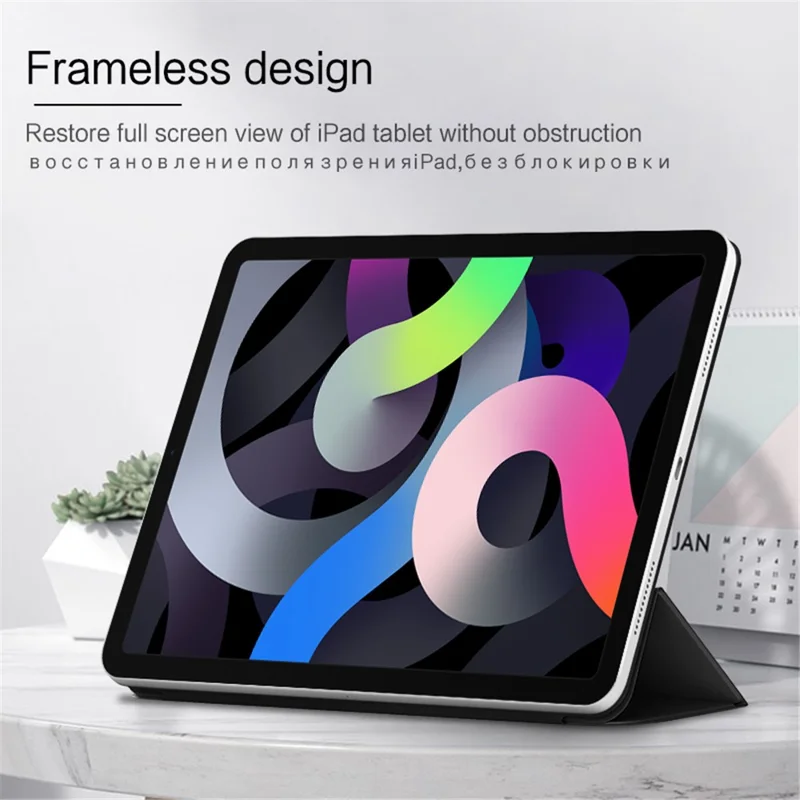 Thickened Strong Magnet Frameless Leather Tablet Cover for iPad Air (2020)/Air (2022) - Black