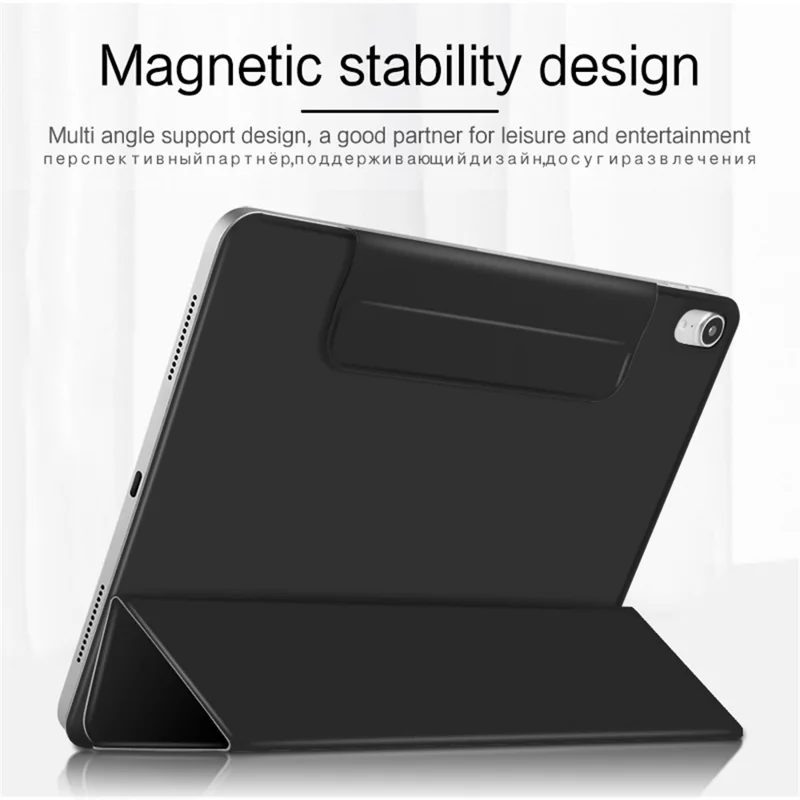 Thickened Strong Magnet Frameless Leather Tablet Cover for iPad Air (2020)/Air (2022) - Black