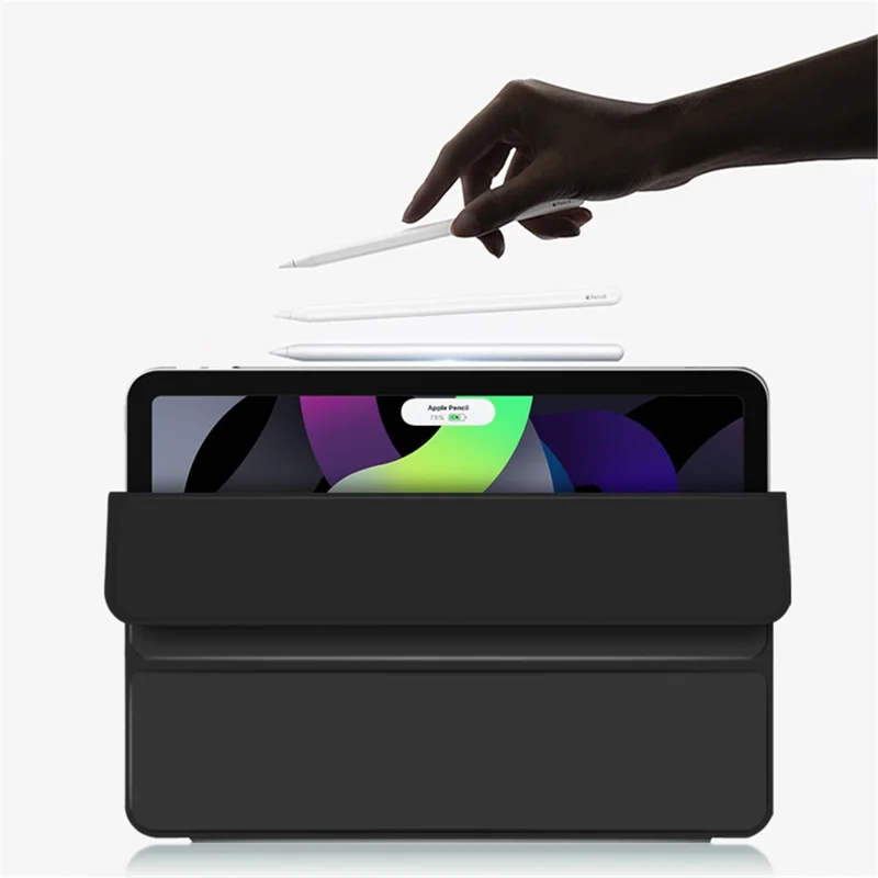 Thickened Strong Magnet Frameless Leather Tablet Cover for iPad Air (2020)/Air (2022) - Black