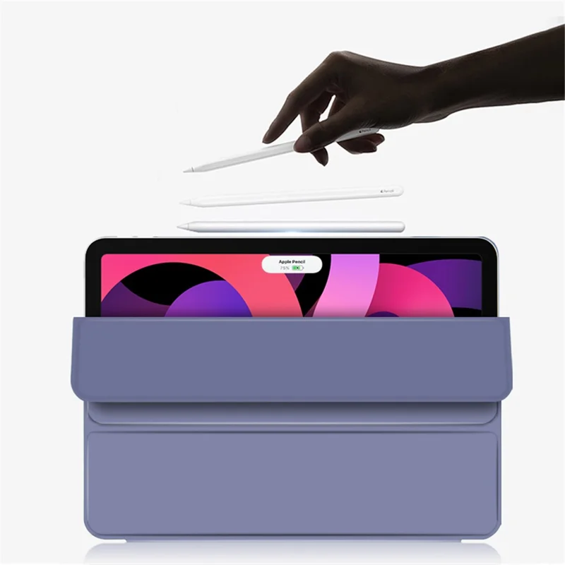 Thickened Strong Magnet Frameless Leather Tablet Cover for iPad Air (2020)/Air (2022) - Purple