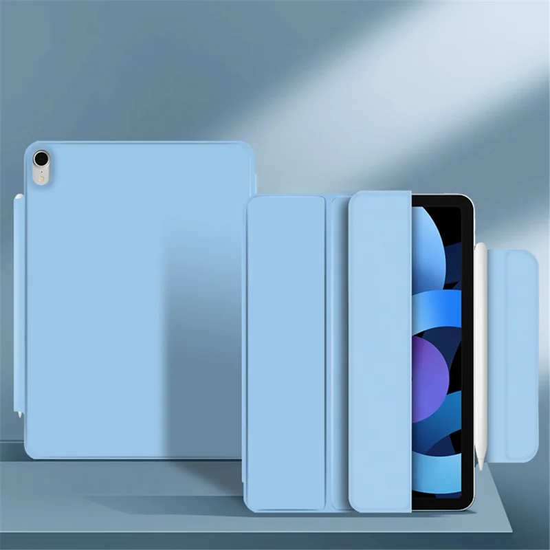 Thickened Strong Magnet Frameless Leather Tablet Cover for iPad Air (2020)/Air (2022) - Blue