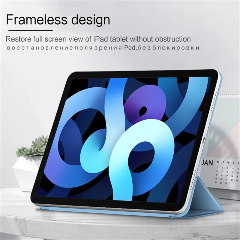 Thickened Strong Magnet Frameless Leather Tablet Cover for iPad Air (2020)/Air (2022) - Blue