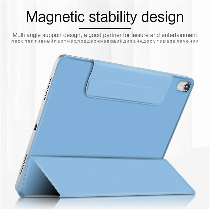 Thickened Strong Magnet Frameless Leather Tablet Cover for iPad Air (2020)/Air (2022) - Blue