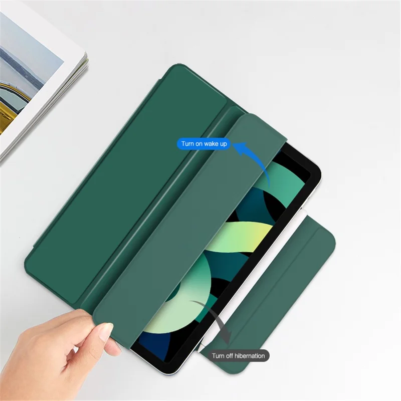 Thickened Strong Magnet Frameless Leather Tablet Cover for iPad Air (2020)/Air (2022) - Blue