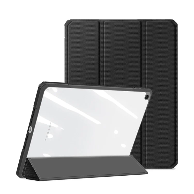 Dux Ducis Toby Series Business Style Leather Case Copertina di Supporto Per Tri-fold Per Ipad 10.2 (2021)/(2020)/(2019) - Nero