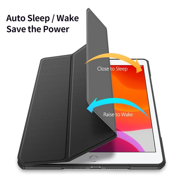 DUX DUCIS TOBY Série Étui en Cuir Style Professionnel pour Tablette Tri-pli Support pour iPad 10.2 (2021)/(2020)/(2019) - Noir