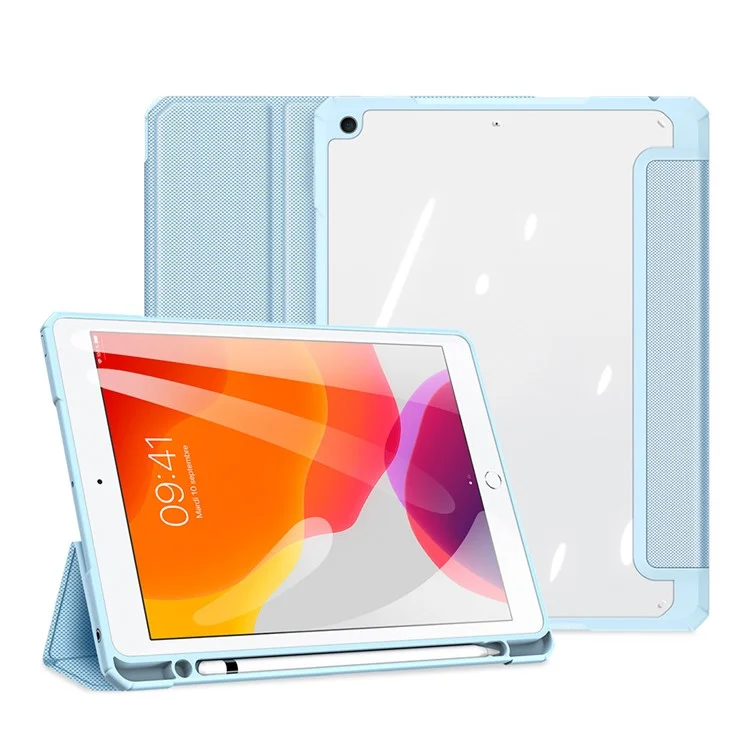 DUX DUCIS TOBY Serie Business Style Custodia in pelle per tablet Tri-fold Stand Cover per iPad 10.2 (2021)/(2020)/(2019) - Baby Blue