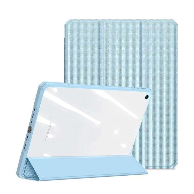 DUX DUCIS TOBY Series Business Style Leather Tablet Case Tri-fold Stand Cover for iPad 10.2 (2021)/(2020)/(2019) - Baby Blue