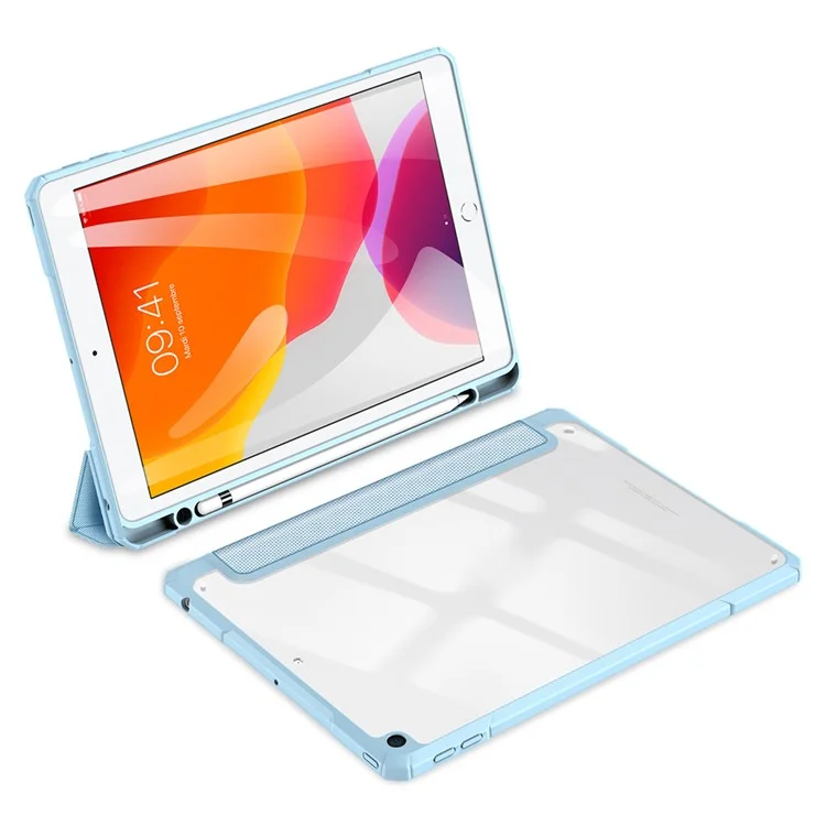 DUX DUCIS TOBY Serie Business Style Custodia in pelle per tablet Tri-fold Stand Cover per iPad 10.2 (2021)/(2020)/(2019) - Baby Blue