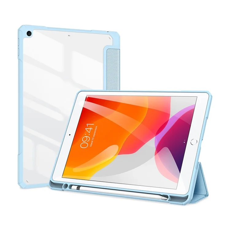 DUX DUCIS TOBY Serie Business Style Custodia in pelle per tablet Tri-fold Stand Cover per iPad 10.2 (2021)/(2020)/(2019) - Baby Blue