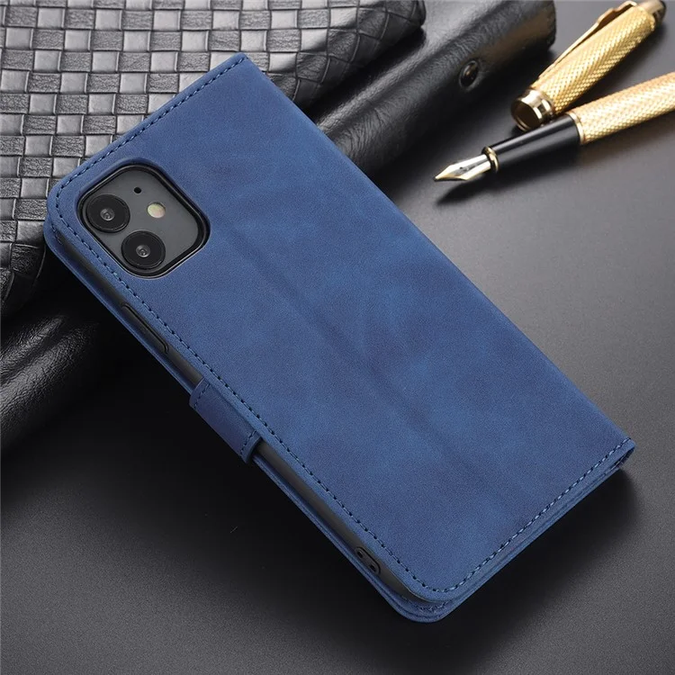 Azns PU Stand Stand Wallet Design Tampa do Telefone Shell Para Iphone 12/12 Pro 6,1 Polegadas - Azul