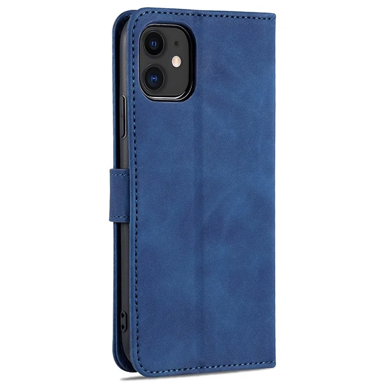 Azns PU Stand Stand Wallet Design Tampa do Telefone Shell Para Iphone 12/12 Pro 6,1 Polegadas - Azul