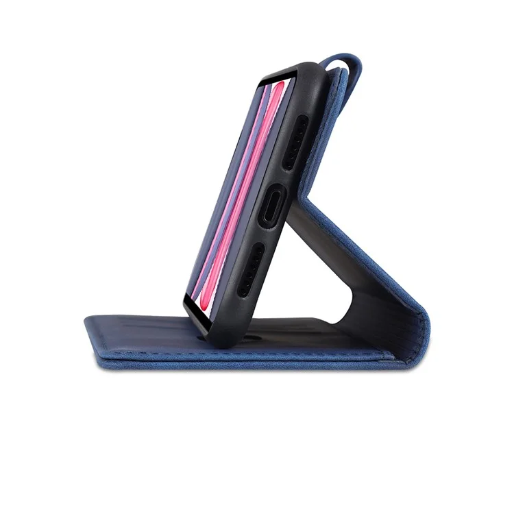 Azns PU Stand Stand Wallet Design Tampa do Telefone Shell Para Iphone 12/12 Pro 6,1 Polegadas - Azul