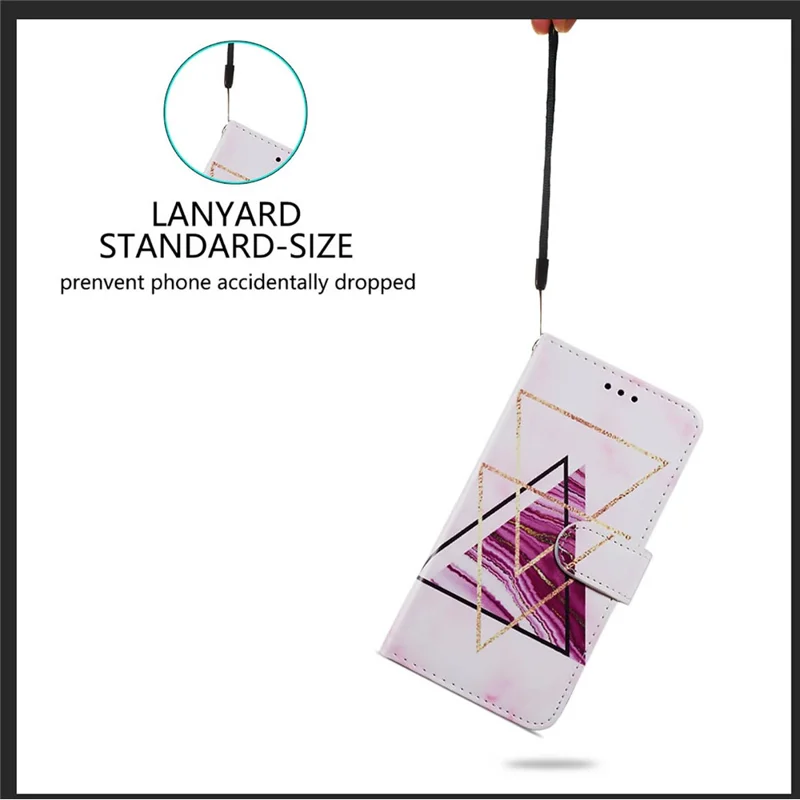 Pattern Printing Wallet Design Magnetic Clasp Leather Phone Case Cover with Stand for iPhone 11 6.1 inch - Tri-color Marble