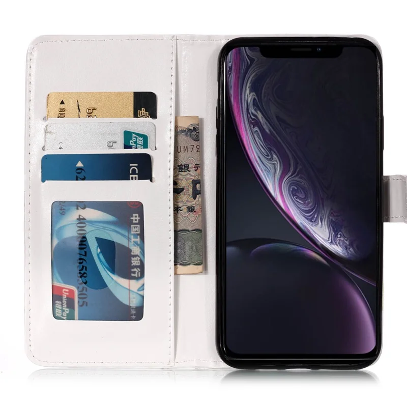 Pattern Printing Wallet Design Magnetic Clasp Leather Phone Case Cover with Stand for iPhone 11 6.1 inch - Tri-color Marble