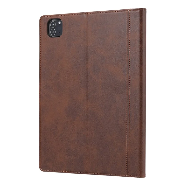 Дизайн стойки Wallet Leather Tablet Protective Case Cover with Pen Slot for iPad Pro 12.9-inch (2021) - Brown
