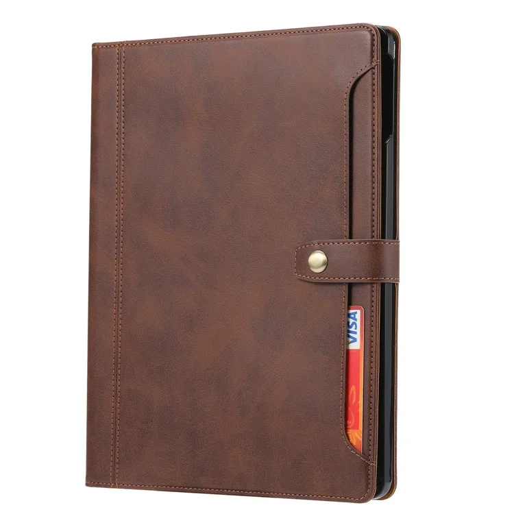 TPU + PU Leather Auto Wake/Sleep Tablet Case Pen Slot Stand Wallet Cover for iPad Pro 11-inch (2021) - Brown