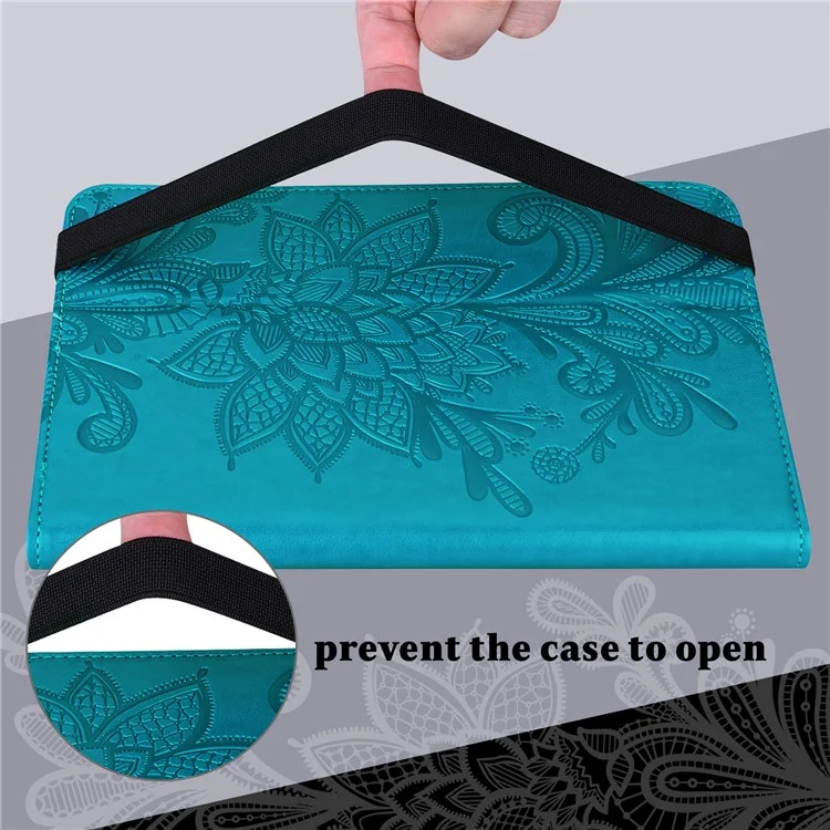 Brieftasche Stand Design Cover Abdruck Blumenmuster Leder Tablet Hülle Für Ipad 10.2 (2021)/(2020)/(2019) - Blau