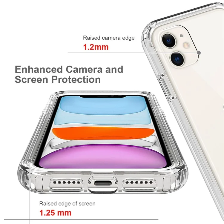 Heavy Duty Gradient Color Detachable 2 in 1 Hard PC Soft TPU Protective Phone Case Cover for iPhone 11 6.1 inch - Transparent
