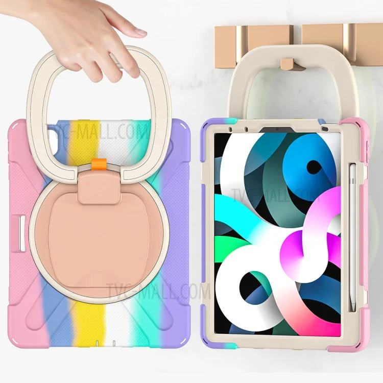 PC + Capa de Suporte de Silicone para iPad Air 11 (2024) / Air (2020) / Air (2022) / Pro 11 polegadas (2022) / (2021) / (2020) / (2018) - Colorido / Rosa