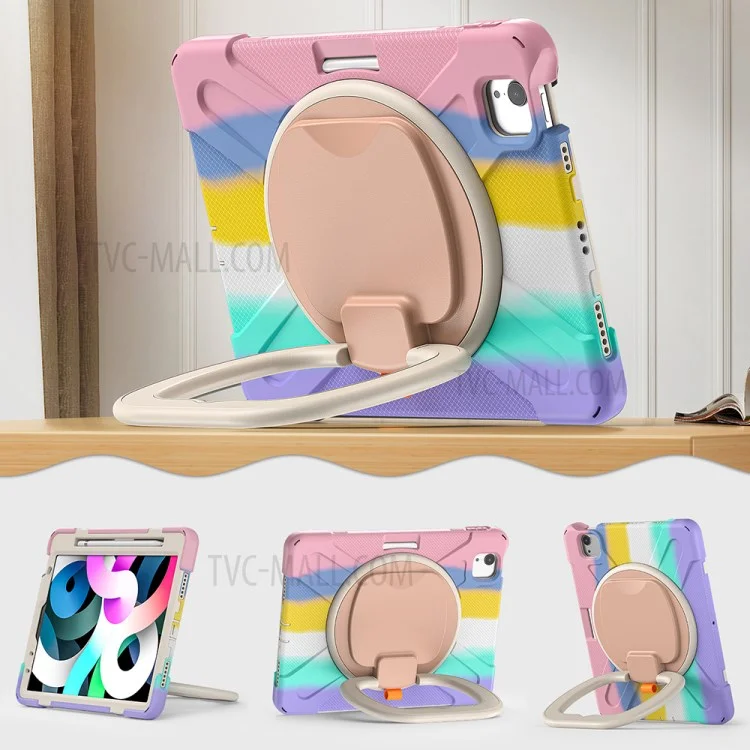 PC + Capa de Suporte de Silicone para iPad Air 11 (2024) / Air (2020) / Air (2022) / Pro 11 polegadas (2022) / (2021) / (2020) / (2018) - Colorido / Rosa