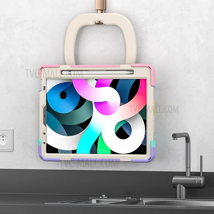 PC + Capa de Suporte de Silicone para iPad Air 11 (2024) / Air (2020) / Air (2022) / Pro 11 polegadas (2022) / (2021) / (2020) / (2018) - Colorido / Rosa