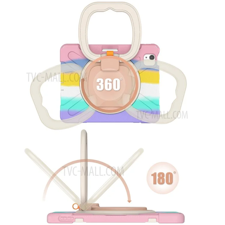 PC + Capa de Suporte de Silicone para iPad Air 11 (2024) / Air (2020) / Air (2022) / Pro 11 polegadas (2022) / (2021) / (2020) / (2018) - Colorido / Rosa