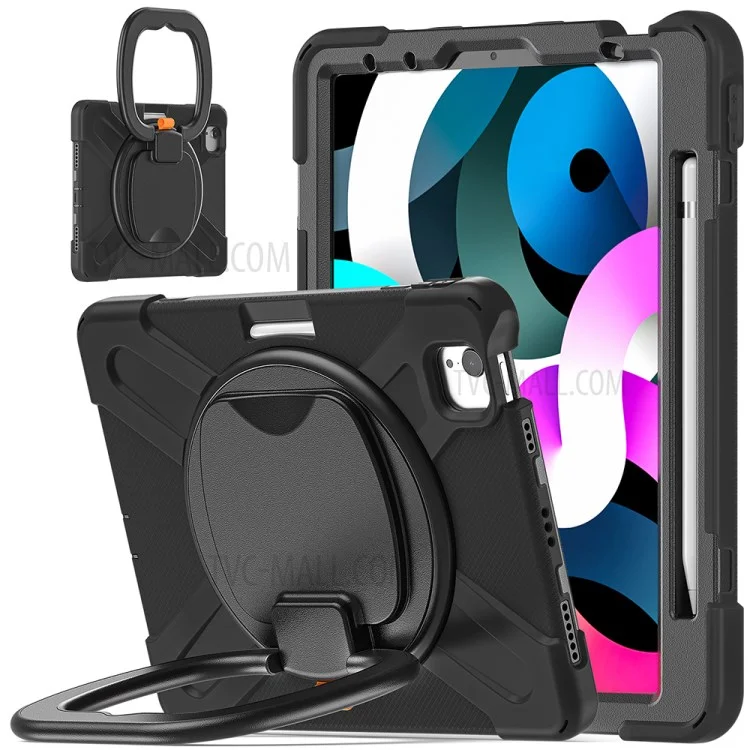 Hold 360 Graus Giratório 360 Graus PC + Silicone Kickstand Case Com Caneta Para Ipad Air (2020)/Air (2022)/Pro 11 Polegadas (2021)/(2020)/(2018) - Preto Preto