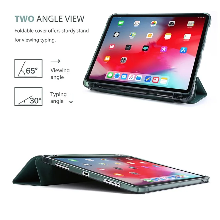 TPU + PU Stand Stand Smart Tablet Case Para Ipad Pro de 11 Polegadas (2021) - Verde Escuro