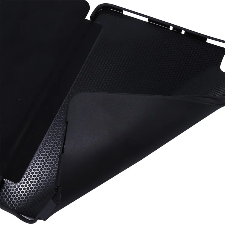 Tri-fold Stand Silicone + PU Case de la Tableta de Cuero Para Ipad Pro de 11 Pulgadas (2021) - Negro