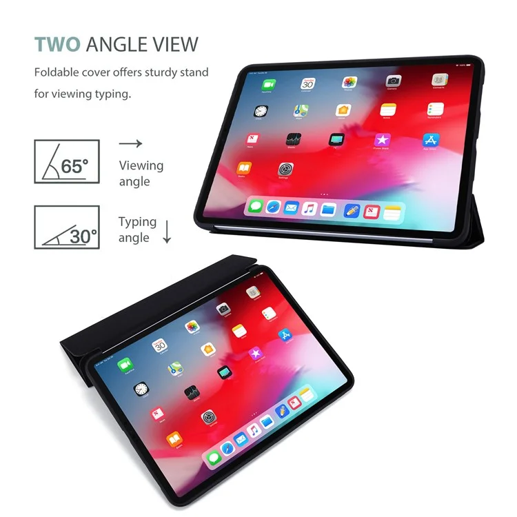 Tri-fold Stand Silicone + PU Case de la Tableta de Cuero Para Ipad Pro de 11 Pulgadas (2021) - Negro