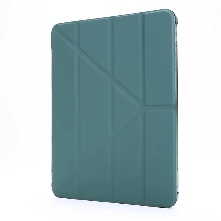 Caixa de Tablet de Couro Deformável Com Estação Automática/função de Sono Para Ipad Pro 12,9 Polegadas (2021) - Verde Escuro