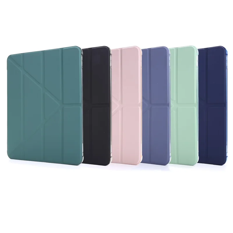 Deformable Stand Leather Tablet Case with Auto Wake/Sleep Function for iPad Pro 12.9-inch (2021) - Light Green