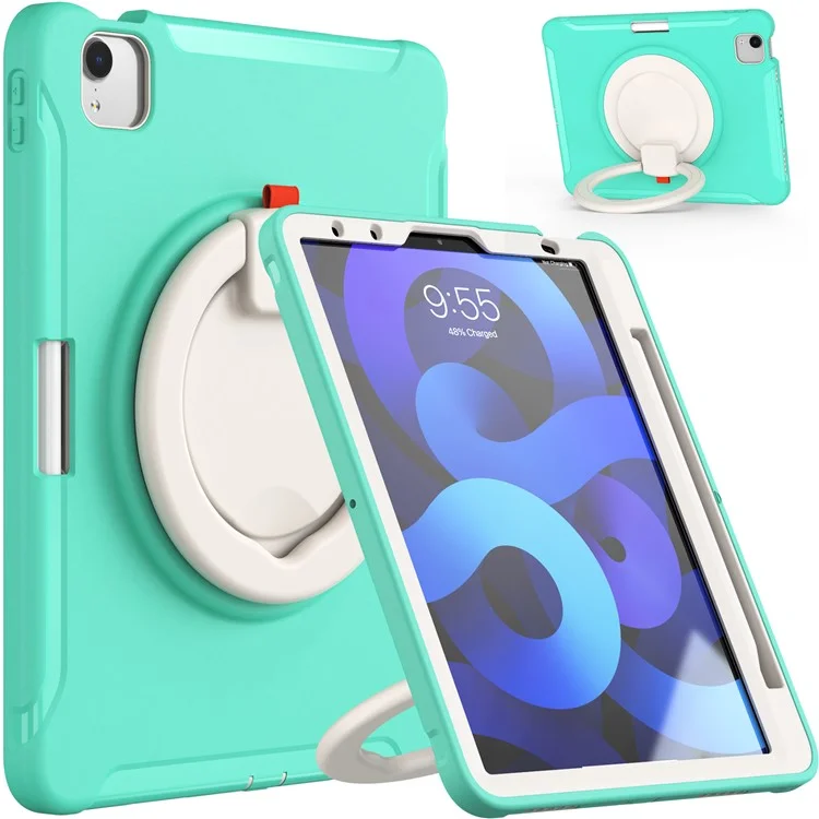 All-round 360 Degree Rotary Kickstand Design Tablet Cover for iPad Air (2020) / Air (2022) / Pro 11-inch (2022) /  (2021) / (2020) / (2018) - Aqua / White