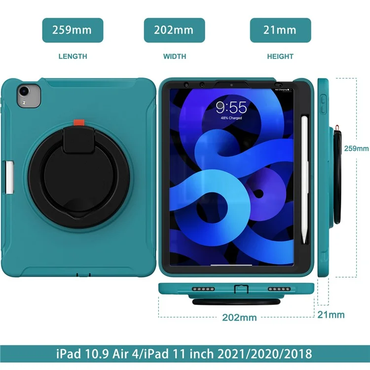 Capa Giratória de Suporte para Tablet Rotativo para iPad Air 11 (2024) / Air (2020) / Air (2022) / Pro 11 polegadas (2022) / (2021) / (2020) / (2018) - Azul / Preto