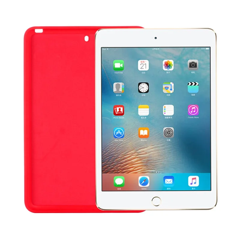 Liquid Silicone Soft Tablet Case Protective Shell for iPad mini (2019) 7.9 inch/mini 4 - Red