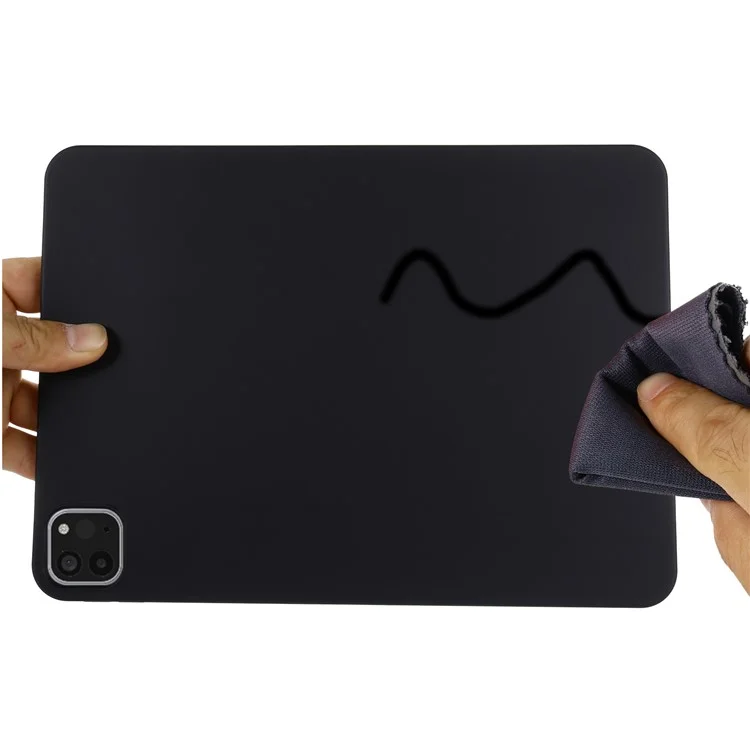 Couverture de Boîtier de Tablette en Silicone Liquide de Couleur Unie Pour Ipad Pro 11 Pouces (2020) / (2018) - le Noir