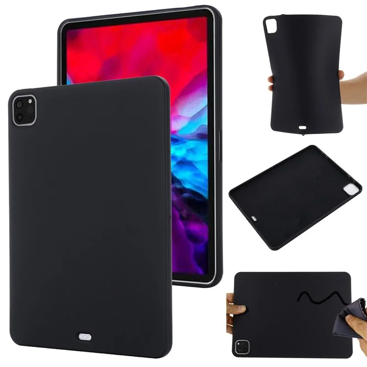 Couverture de Boîtier de Tablette en Silicone Liquide de Couleur Unie Pour Ipad Pro 11 Pouces (2020) / (2018) - le Noir