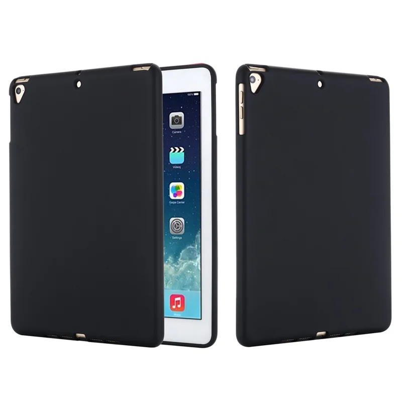 Etui ochronne z miękkiego ciekłego silikonu, cienkie, odporne na wstrząsy, na pełny obrys, dla iPad 9,7 cala (2018)/(2017)/iPad 5 – Czarny