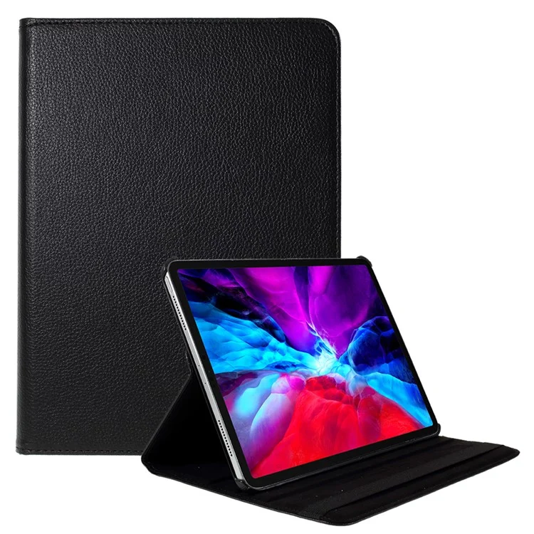 360 Rotierender Stand Litchi Skin Leder Tablet Hülle Protektor Für Ipad Pro 12,9 Zoll (2021) - Schwarz